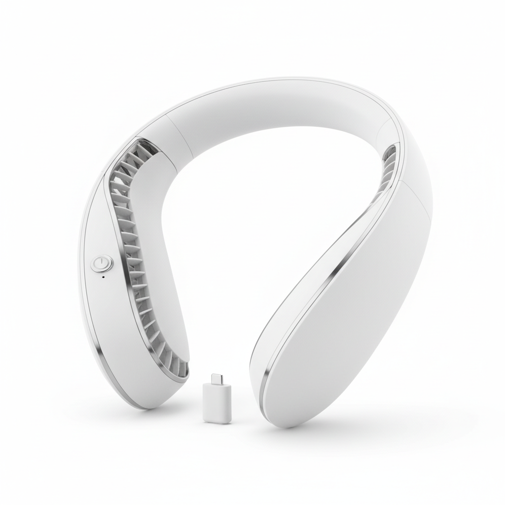 Portable neck fan in white