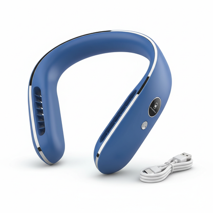 Portable neck fan in blue