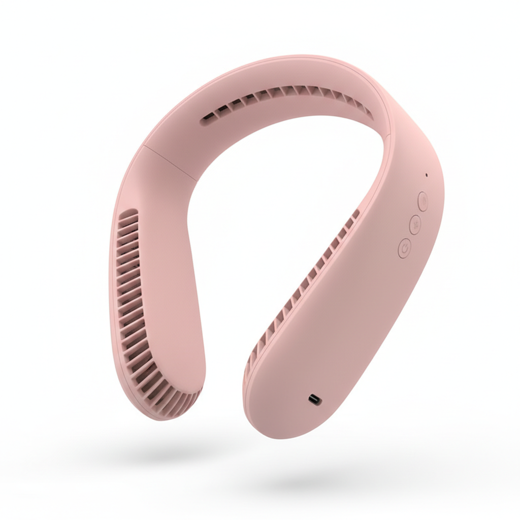 Portable neck fan in pink