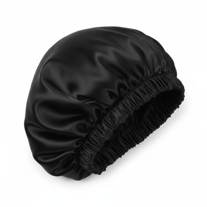 Satin sleep bonnet in black