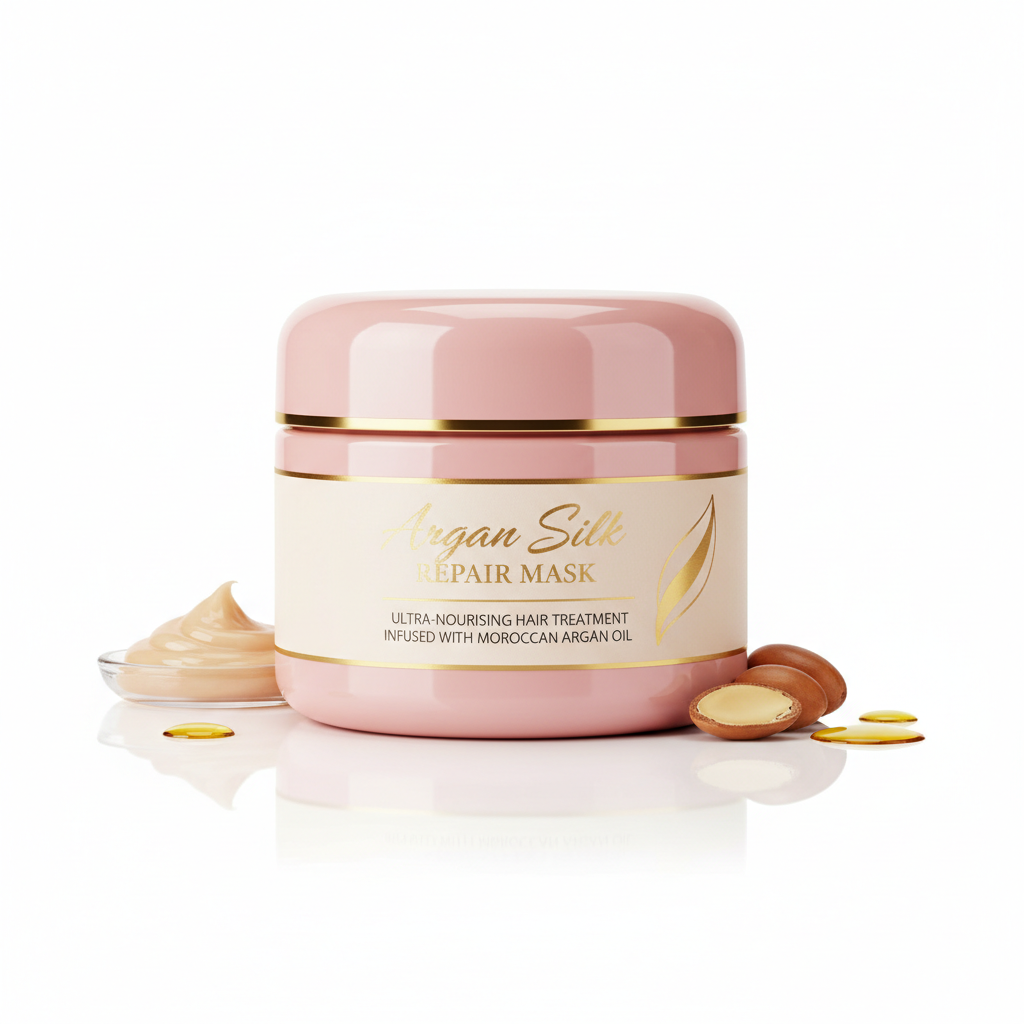 Hair repair mask argan oil pink jar