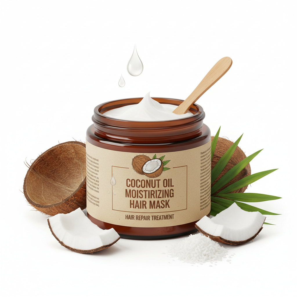 Hair repair mask coconut oil brown jar