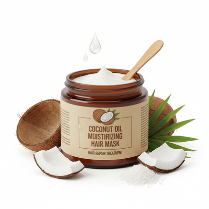 Hair repair mask coconut oil brown jar