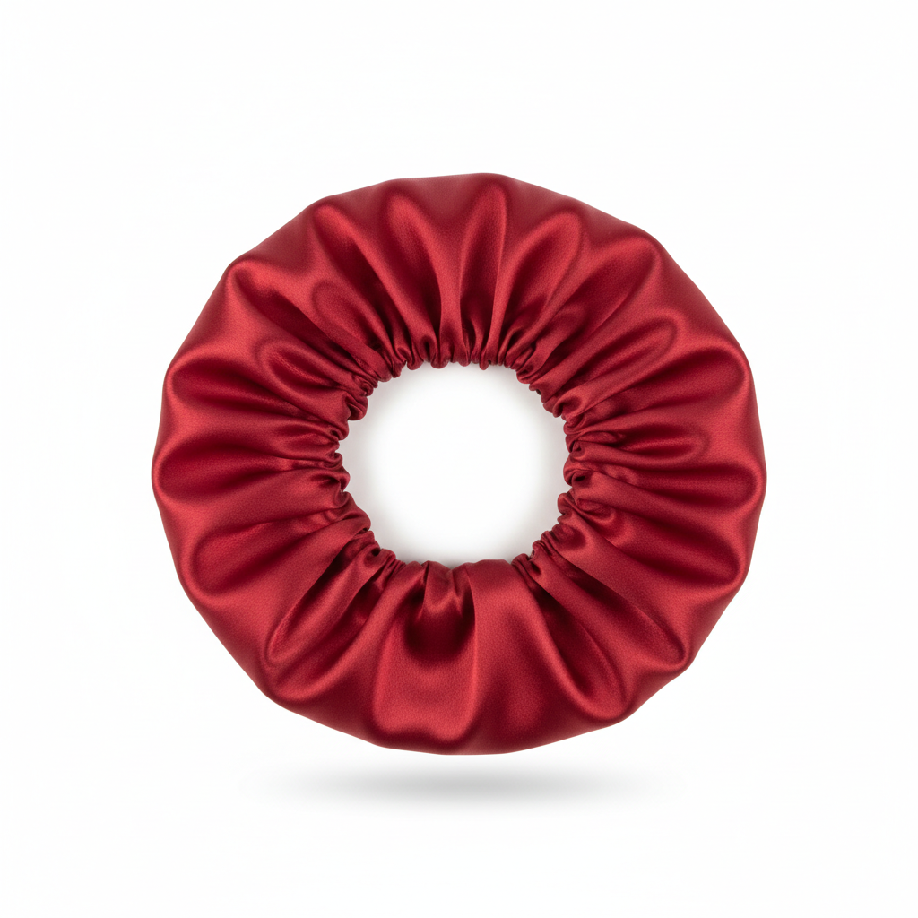 Satin sleep bonnet in red